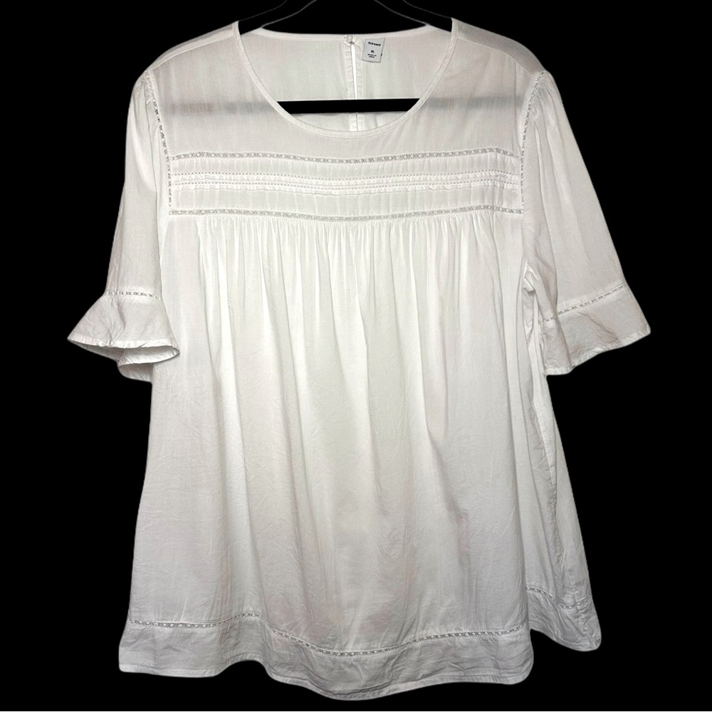 Pom Pom Trim Bell-Sleeve Swing Blouse